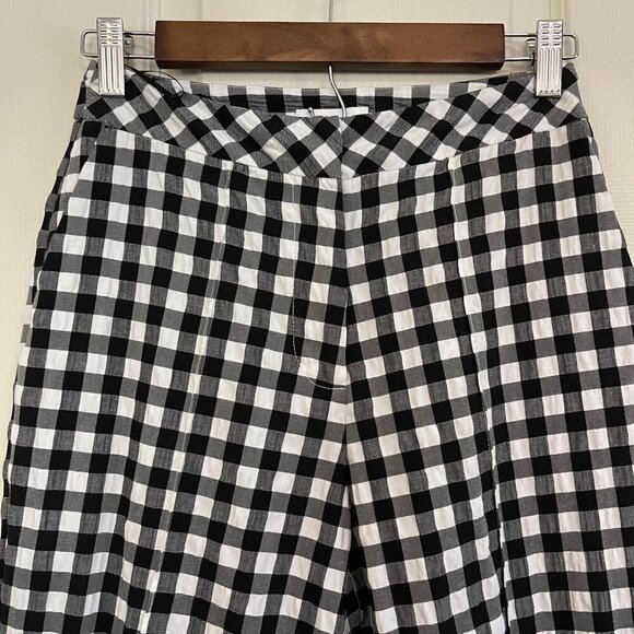 TopShop Women's Black White Gingham Slim Leg Button Cuff Trouser Pants Size 4 - Picture 4 of 10